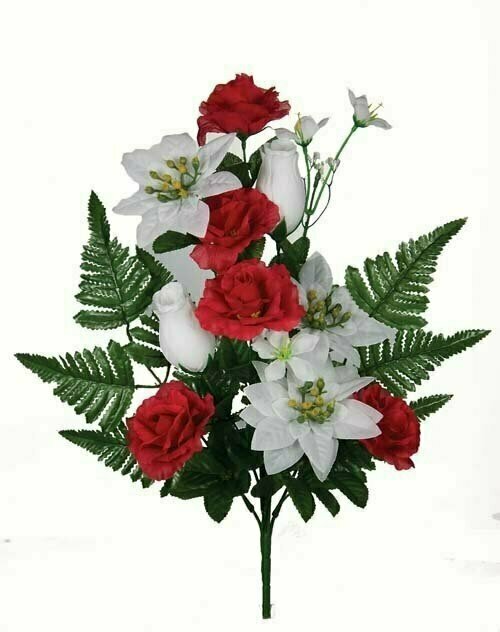 SBX2593ASST – 18” Mix one-sided bush Poinsettia rose x12 Assorted color ...