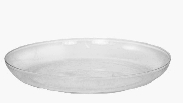 PL8011CLR - 11” round clear plastic design dish (pk 12)-"box"